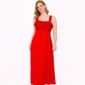 Lenovia USA red lace top straps zipper closer rayon dress Size: XL